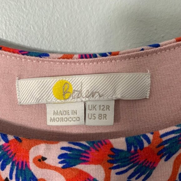 Boden flamingo strappy deep scoop below knee jersey knit midi dress with pockets - Picture 5 of 12